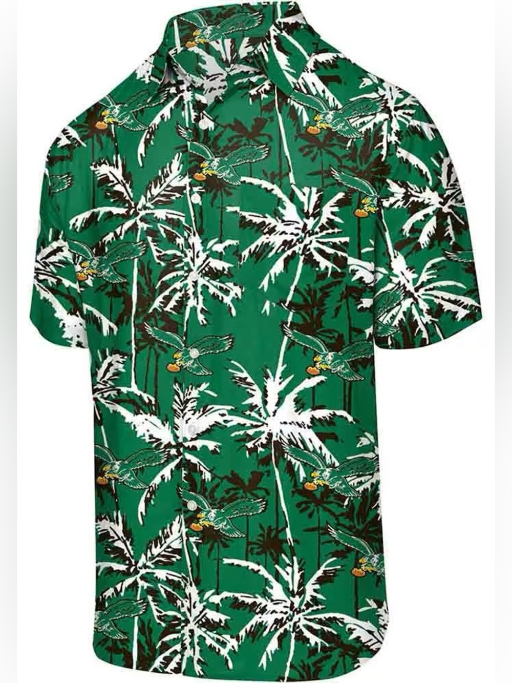 PHILADELPHIA EAGLES MENS NFL KELLY GREEN FLORAL SHORT SLEEVE Hawaiian SHIRT